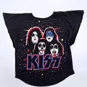 Kids Junk Food KISS Band Graphic T Shirt Black Size 3T Cotton Modal
